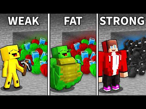 Mikey vs JJ vs Banana Kid: FAT vs STRONG: Maizen Minecraft
