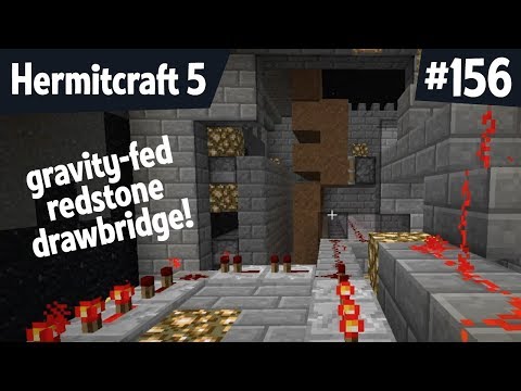 Gravity-fed drawbridge door — Hermitcraft 5 ep 156