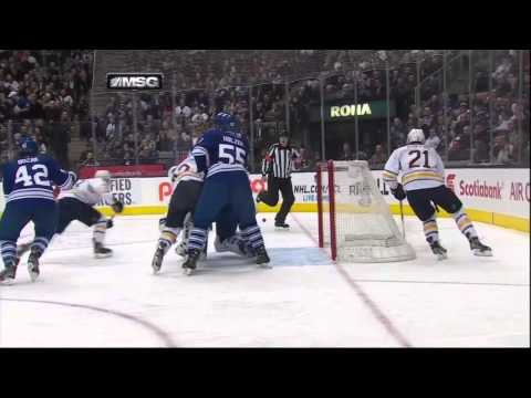 Dion Phaneuf roughing Nathan Gerbe Feb 21 2013 Buffalo Sabres vs Toronto Maple Leafs NHL Hockey