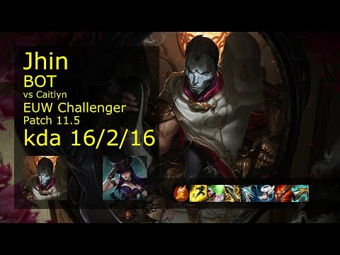Jhin ADC vs Caitlyn - EUW Challenger 16/2/16 Patch 11.5 Gameplay