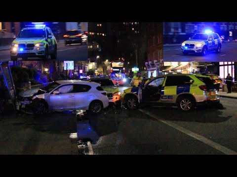 Armed Police chase and stop a car in South London