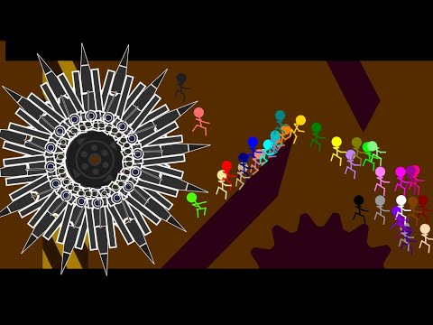 Escape from the Crusher - AI Human -  Survival Stickman Race in Algodoo