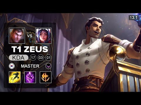 T1 Zeus Jayce vs Irelia Top - KR Master - Patch 13.1 Season 13