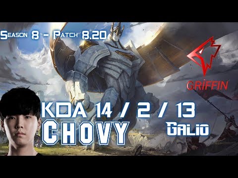 GRF Chovy GALIO vs AKALI Mid - Patch 8.20 KR Ranked