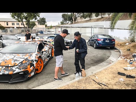 FEEDING THE HOMELESS IN LOS ANGELES FROM A LAMBORGHINI! * EMOTIONAL* Video