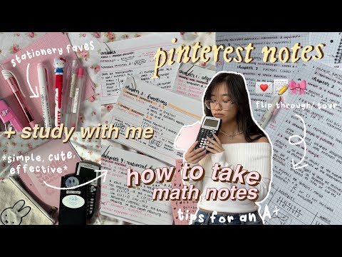 🎀✏️ it girl *MATH notes* -how to take aesthetic & efficient notes/flashcards p.1 (study vlog, tips)