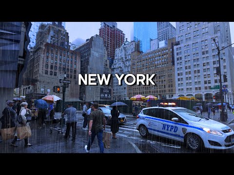 New York Rain Walk ☔️ Raining in Manhattan, Walking Tour 4K