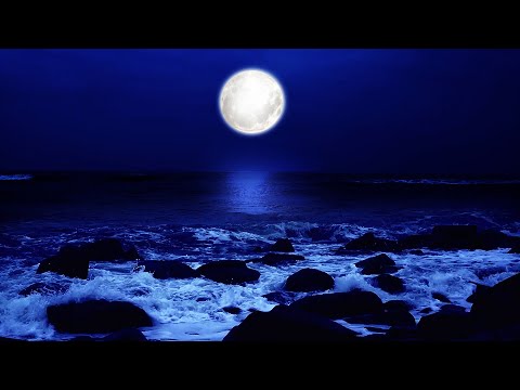 SLEEP EASIER with Powerful Waves at Full Moon Night on the Beach - Ocean sounds for deep sleep
