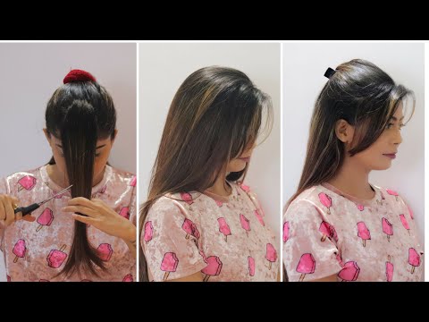 How to cut your own hair at home | Side swept bangs,...