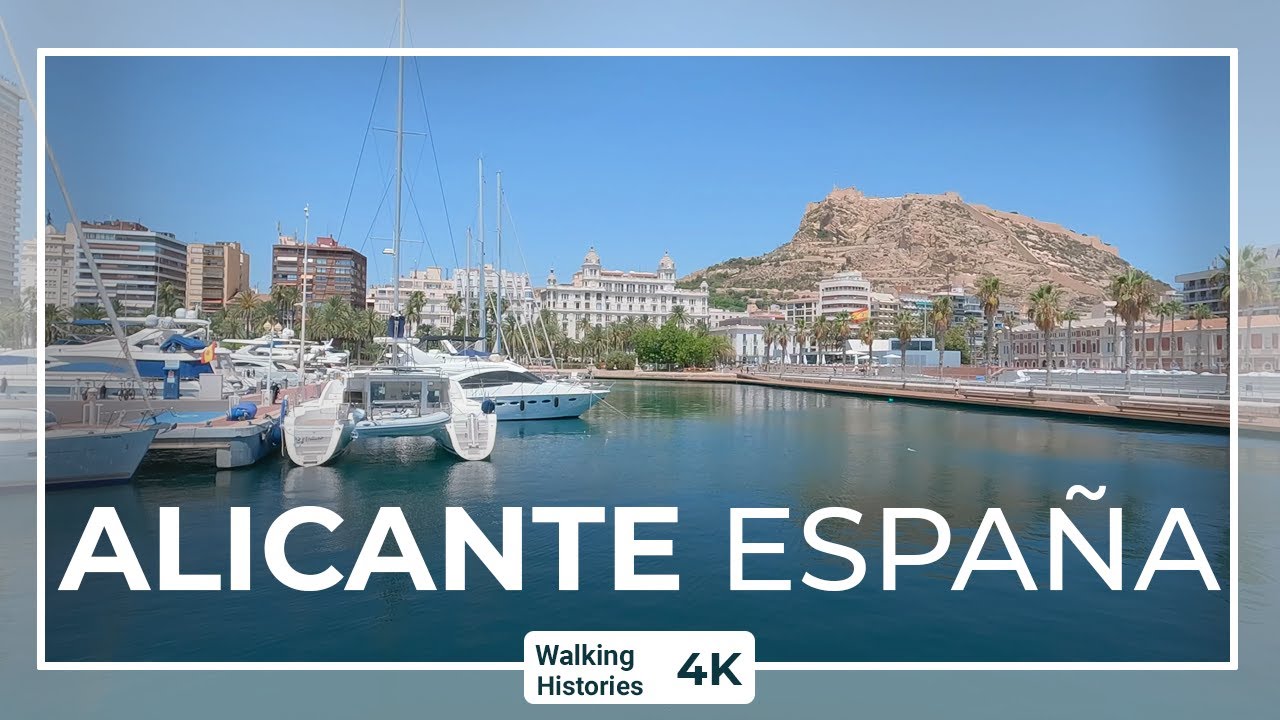 Immersive street-level walking tour through Alicante Explanada, Spain, showcasing authentic urban landscapes, local architecture, and the vibrant atmosphere of the city's neighborhoods