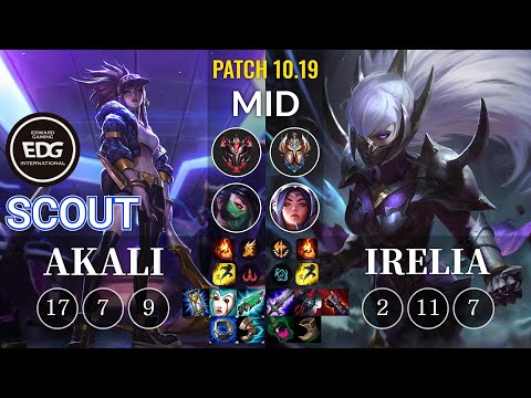 EDG Scout Akali vs Irelia Mid - KR Patch 10.19