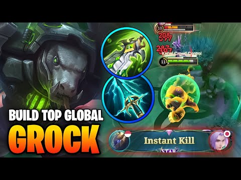 MONSTER SATU SERANGAN!! Grock Menghancurkan Musuh Seketika!! - Build Grock Peringkat 1 Dunia ~ MLBB