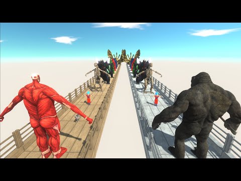 COLOSSAL TITAN VS KING KONG DEATH RUN  - Animal Revolt Battle Simulator