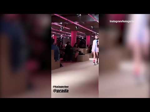 Video: Kaia Gerber catwalks at Prada's Resort 2020 fashion show