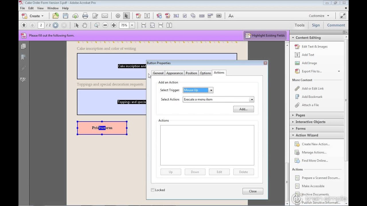 Acrobat XI Tutorial Creating a Print Button