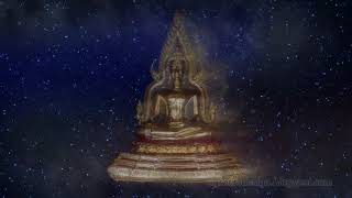 Gold Particle Dust Buddha Statue Animation With Background Starfield In Space Of The Universe