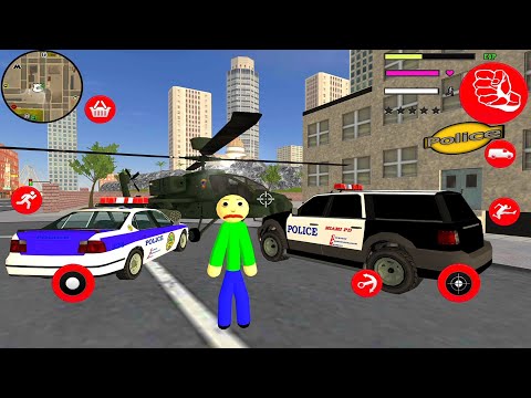 Baldi Stickman Rope Hero Vice Town City - All Police car and Helicopter in the game