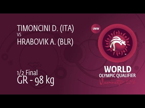 1/2 GR - 98 kg: A. HRABOVIK (BLR) df. D. TIMONCINI (ITA), 7-2