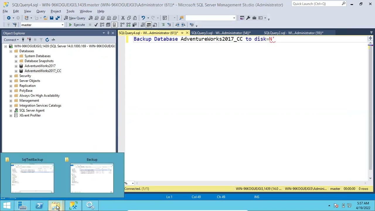 Taking Sql Database Copy Only Full Backup