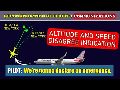 EMERGENCY return, ALTITUDE and SPEED disagree indication | American Boeing 737-8 | New York Kennedy