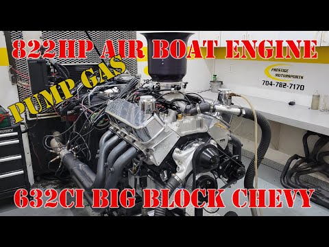 632ci Big Block Chevy Air Boat Engine Build & Dyno - Big Torque from a Pump Gas Engine!