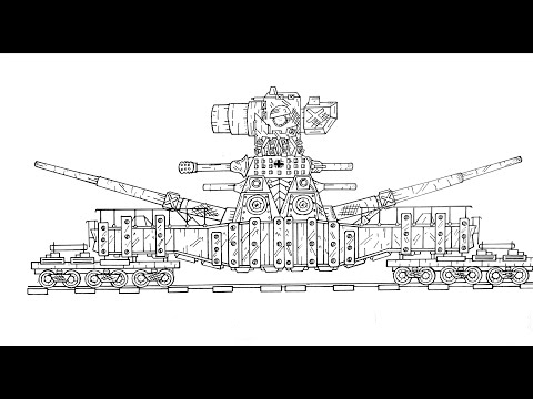 Cara Menggambar Tank Kartun Hybrid Mortar Karl K-5 (Gerand Fans) - Cartoons About Tanks