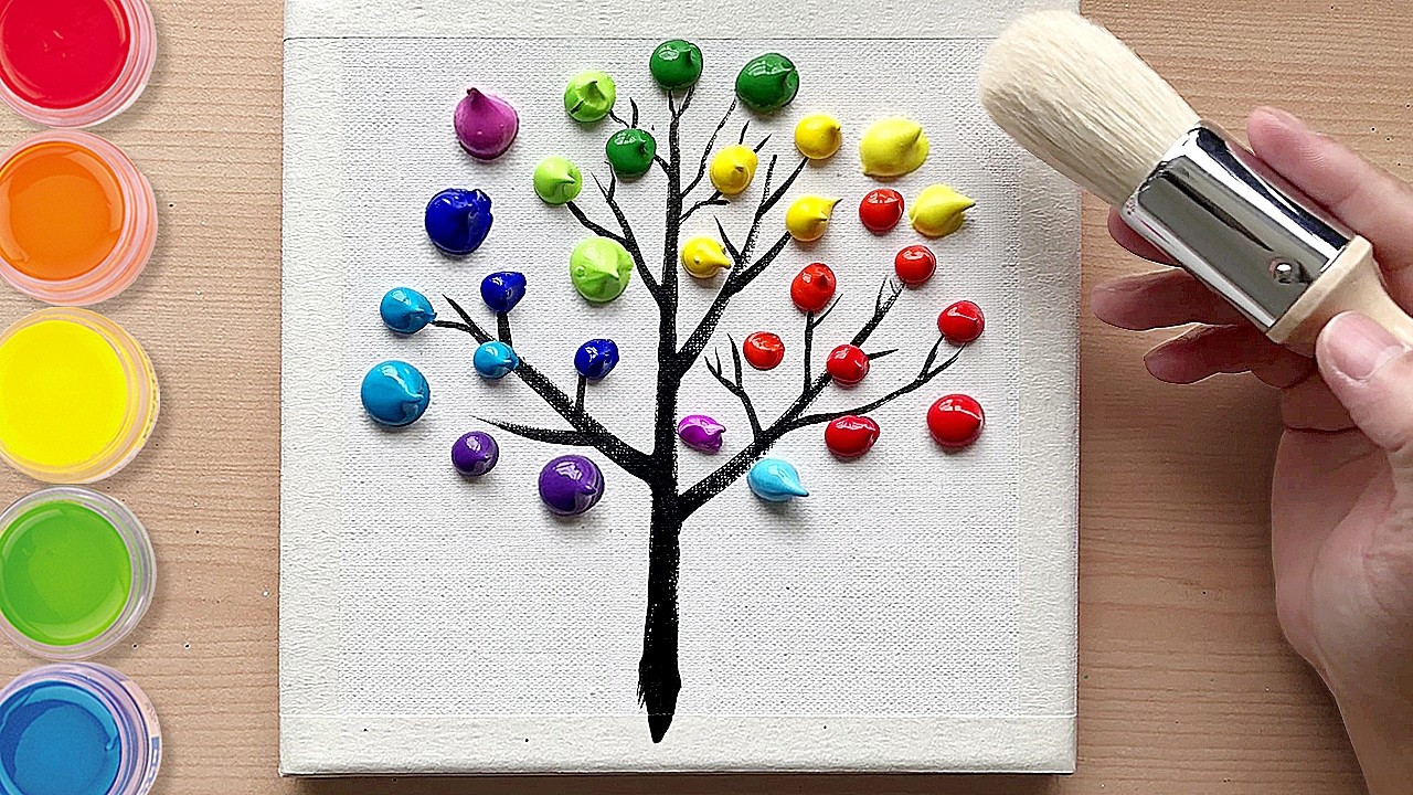 3-Step RAINBOW TREE! Anyone Can Paint This in 5 Minutes