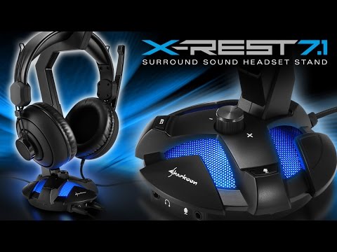 Ausinių stovas Sharkoon X-Rest 7.1, USB garso plokštė, LED, Juodas video