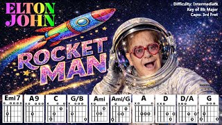How to Play "ROCKET MAN" by Elton John (Capo 3) | Intermediate Guitar Play-Along + Lyrics