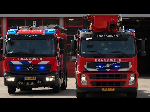 Brandweer Loosduinen, HW 15-7750 + TS 15-7730, met spoed naar afhijsing Rossinilaan Den Haag