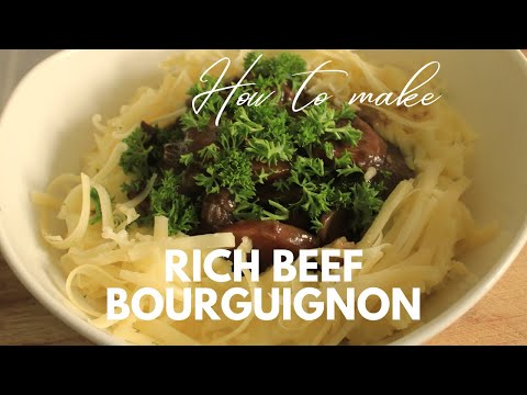 Rich Beef Bourguignon | The Perfect Comfort Food With Cheesy Mash