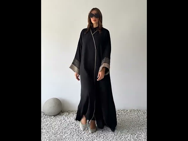 عباية كريب انترنت كوري ب اكمام شيفون