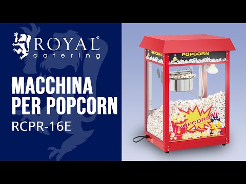 Video - Piccola macchina per popcorn - Potenza 1500 W, acciaio inox, vetro temperato, rivestimento antiaderente