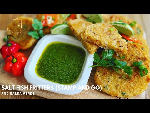 Salt Fish Fritters (Stamp and Go) with Salsa Verde