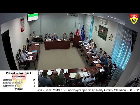 VII nadzwyczajna sesja Rady Gminy Oleśnica VIII kadencji - 8 maja 2019 r.