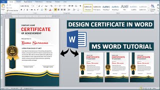 Microsoft Word Certificate Design using Shape Edit Point Option || Creative Certificate Design