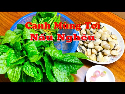 Canh nghêu mồng tơi