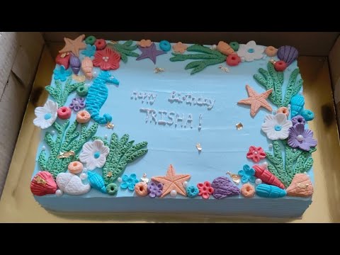 1.5 Kg Sea Theme Chocolate Rectangle Cake | Sea Theme Chocolate Cake Recipe | Hashika's Kitchen 
