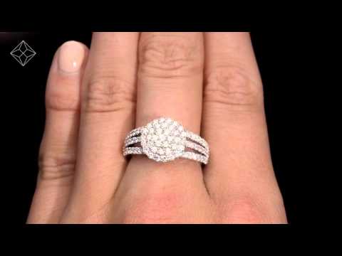 N4530Y - Diamond 3 Row Galileo 1.30CT Diamond 18K White Gold Ring