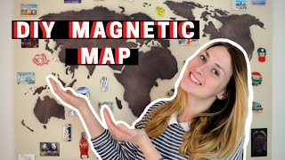 Fridge Magnet Collection Display // DIY World Map Wall Decor