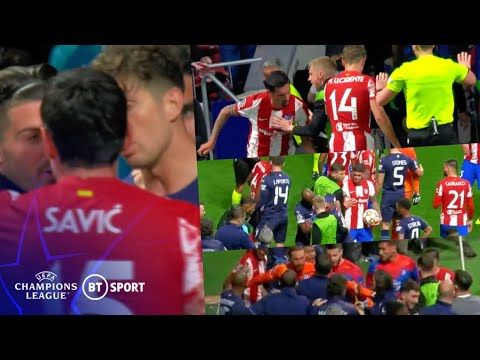 Chaos in Madrid! 😳 Mass brawl breaks out as Stefan Savic drags up injured Phil Foden!