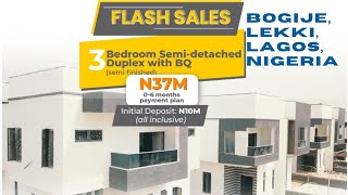 INVEST IN LAGOS NIGERIA - 3 BEDROOM SEMI-DETACHED DUPLEX, BOGIJE, LEKKI, LAGOS, NIGERIA