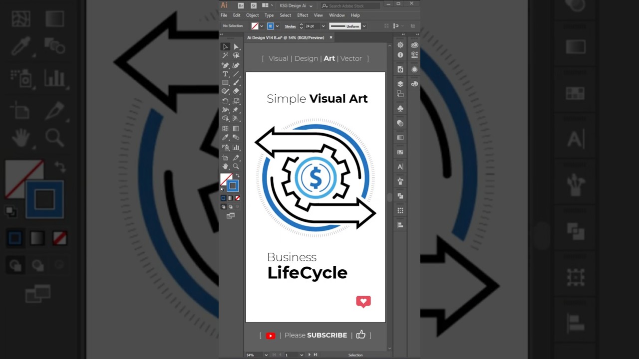 How to draw AI LIFECYCLES Visual Art Business icon logo design Vector Art Illustration
