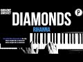 Rihanna - Diamonds Karaoke LOWER KEY Slowed Acoustic Piano Instrumental Cover Lyrics