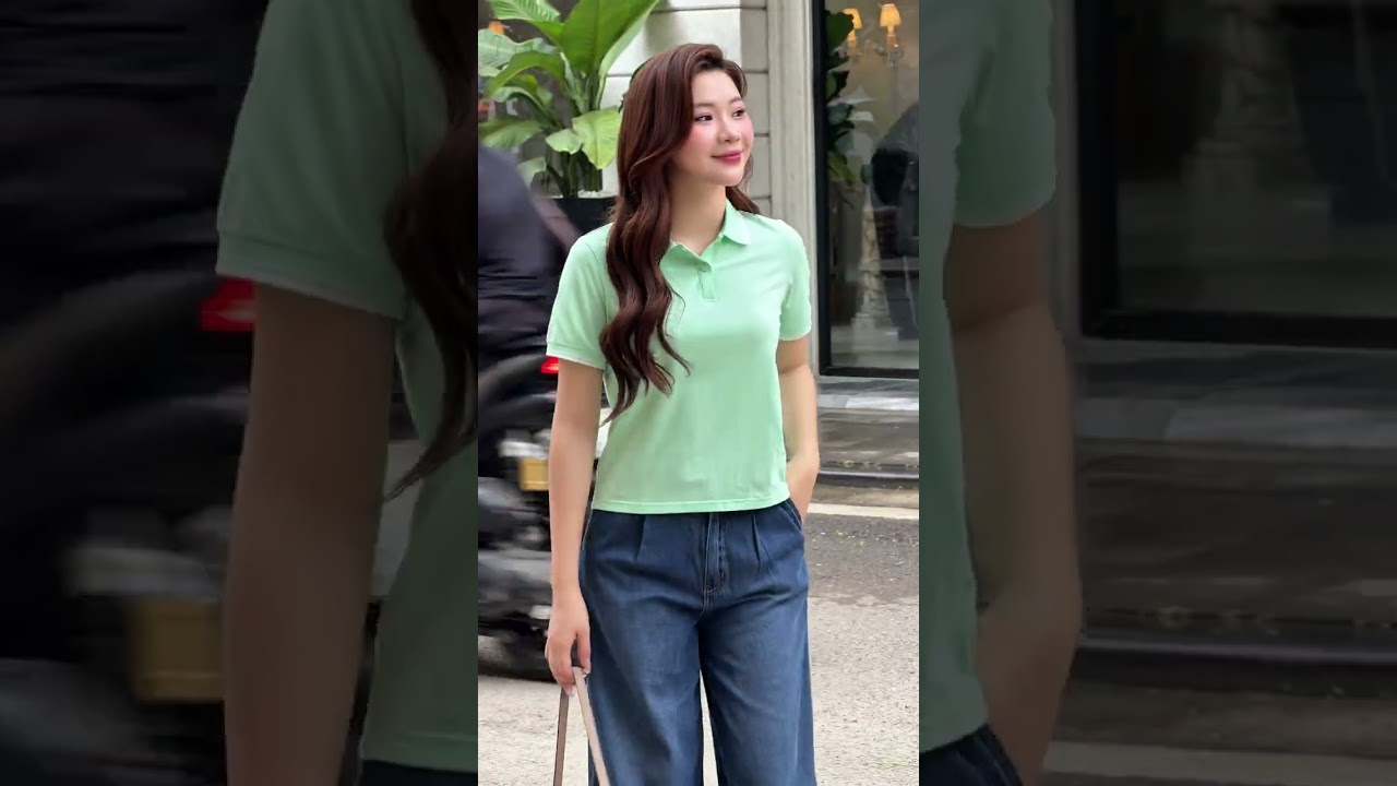 Áo Polo Cộc Tay Nữ Suông Vừa
