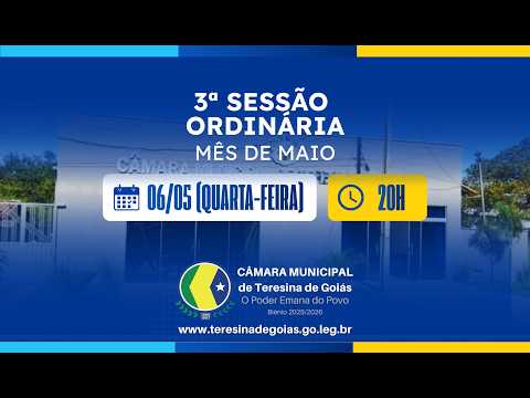 3ª SESSÃO ORDINÁRIA DO MÊS DE MAIO DE 2026