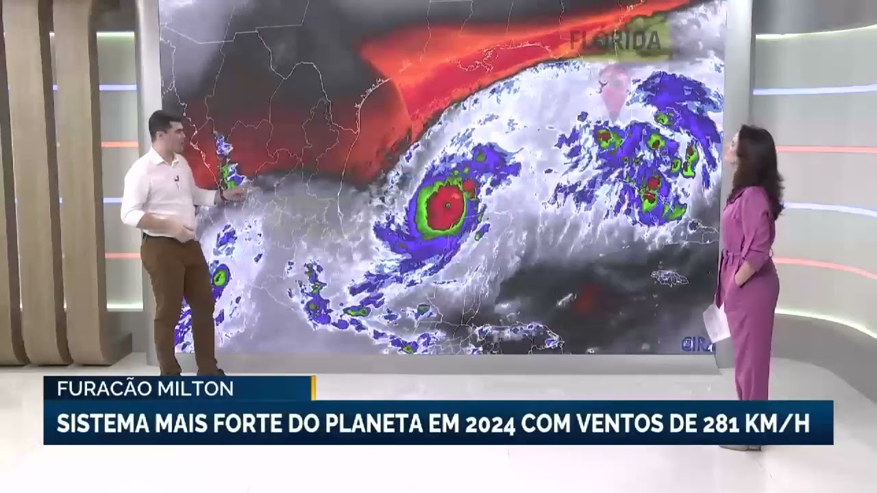 Furacão Milton: sistema mais forte do planeta em 2024 com ventos de 281 km/h