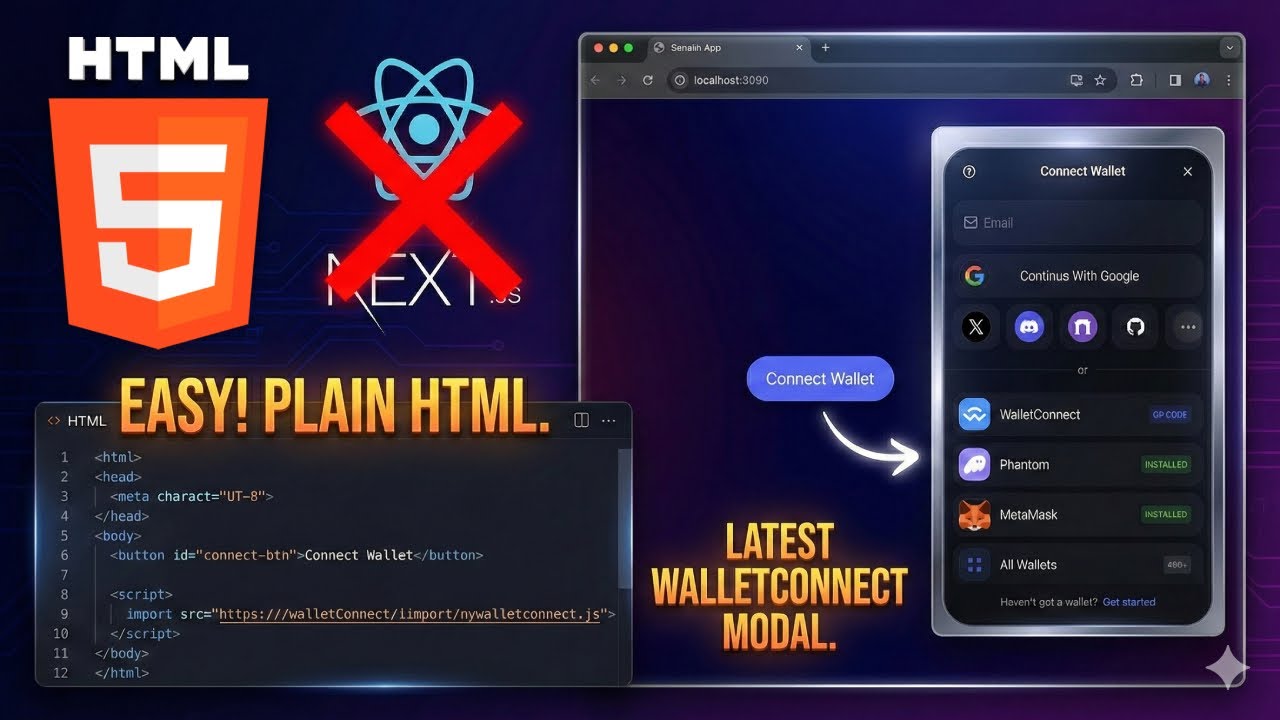 Add Web3 Modal On Basic HTML | WalletConnect | WalletConnect Using HTML and Javascript | Web3Modal