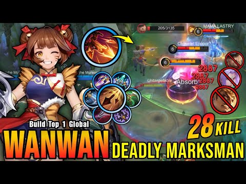28 Kills!! Wanwan Maximum Attack Speed Build 100% Deadly!! - Build Top 1 Global Wanwan ~ MLBB