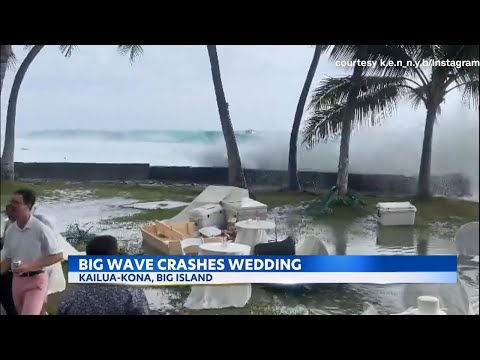 Big Island newlyweds in good spirits after viral video shows waves crashing through wedding